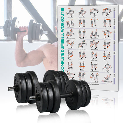 25kg Adjustable Dumbbells Weight Lifting Training Set