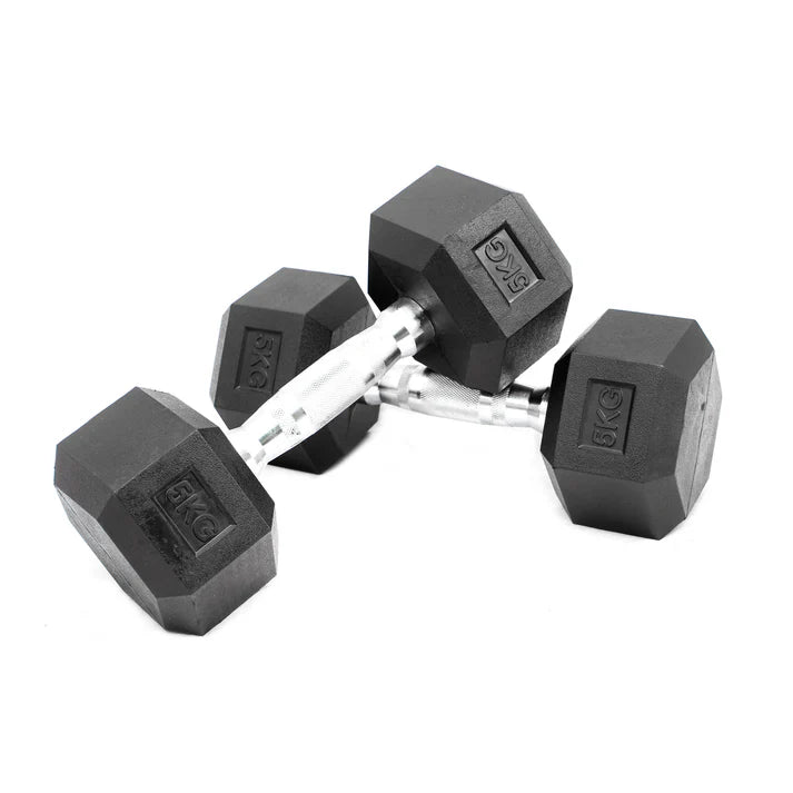 Hex Dumbbell Set (2.5kg–25kg) – Anti-Roll Rubber Coated Home Gym Weights