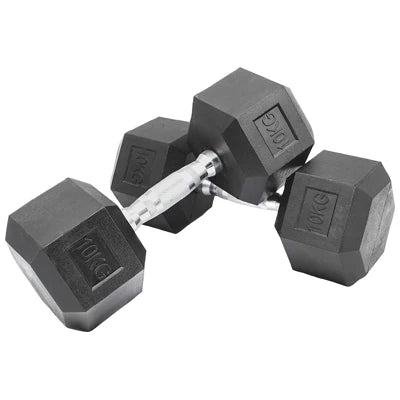 Hex Dumbbell Set (2.5kg–25kg) – Anti-Roll Rubber Coated Home Gym Weights
