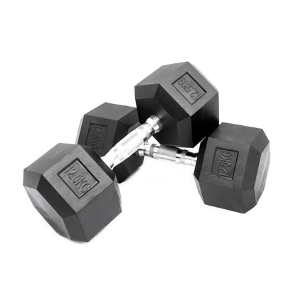 Hex Dumbbell Set (2.5kg–25kg) – Anti-Roll Rubber Coated Home Gym Weights