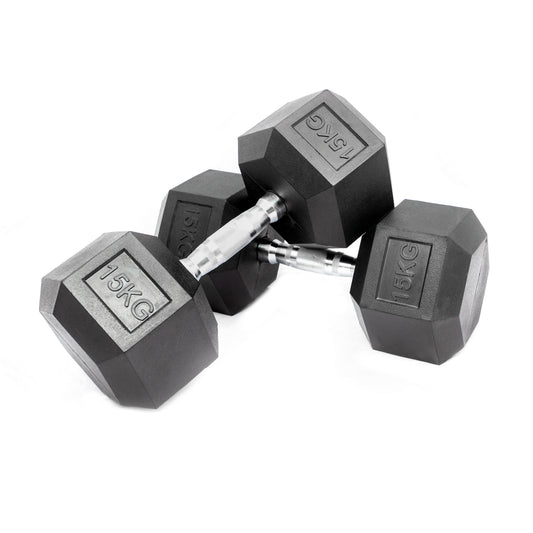 Bestfor 2 X 15kg Hex Dumbbells – Heavy‑Duty Anti‑Roll Design (Pair)