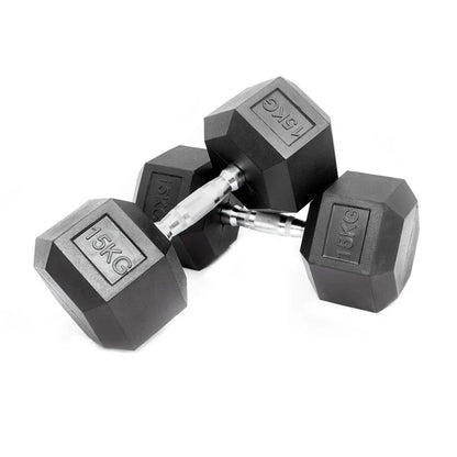 Hex Dumbbell Set (2.5kg–25kg) – Anti-Roll Rubber Coated Home Gym Weights