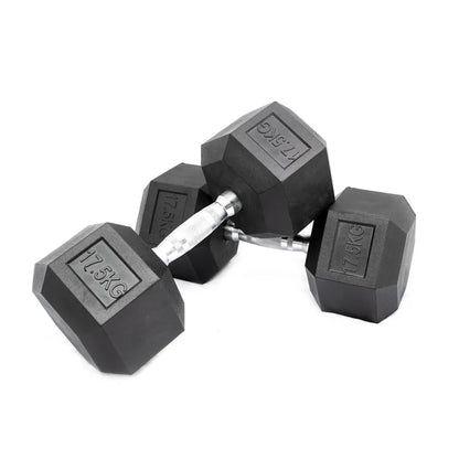 Hex Dumbbell Set (2.5kg–25kg) – Anti-Roll Rubber Coated Home Gym Weights