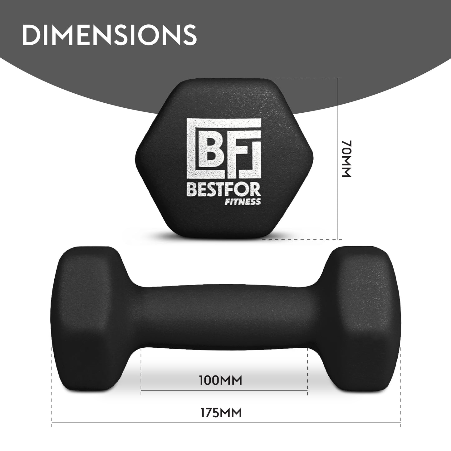 Bestfor 2kg Hex Neoprene Dumbbell Set (Pair)