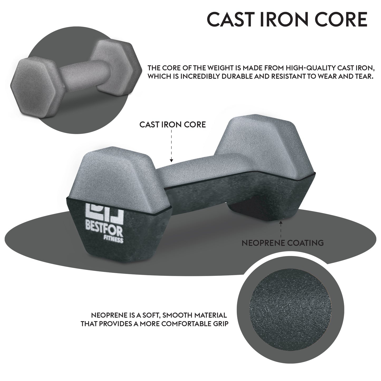 Bestfor 2kg Hex Neoprene Dumbbell Set (Pair)