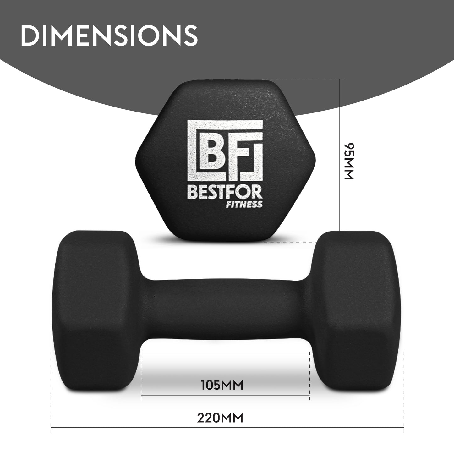 Bestfor 5kg Hex Neoprene Dumbbell Set (Pair)