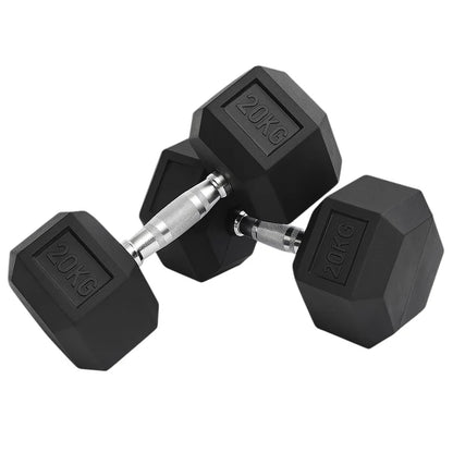 Hex Dumbbell Set (2.5kg–25kg) – Anti-Roll Rubber Coated Home Gym Weights