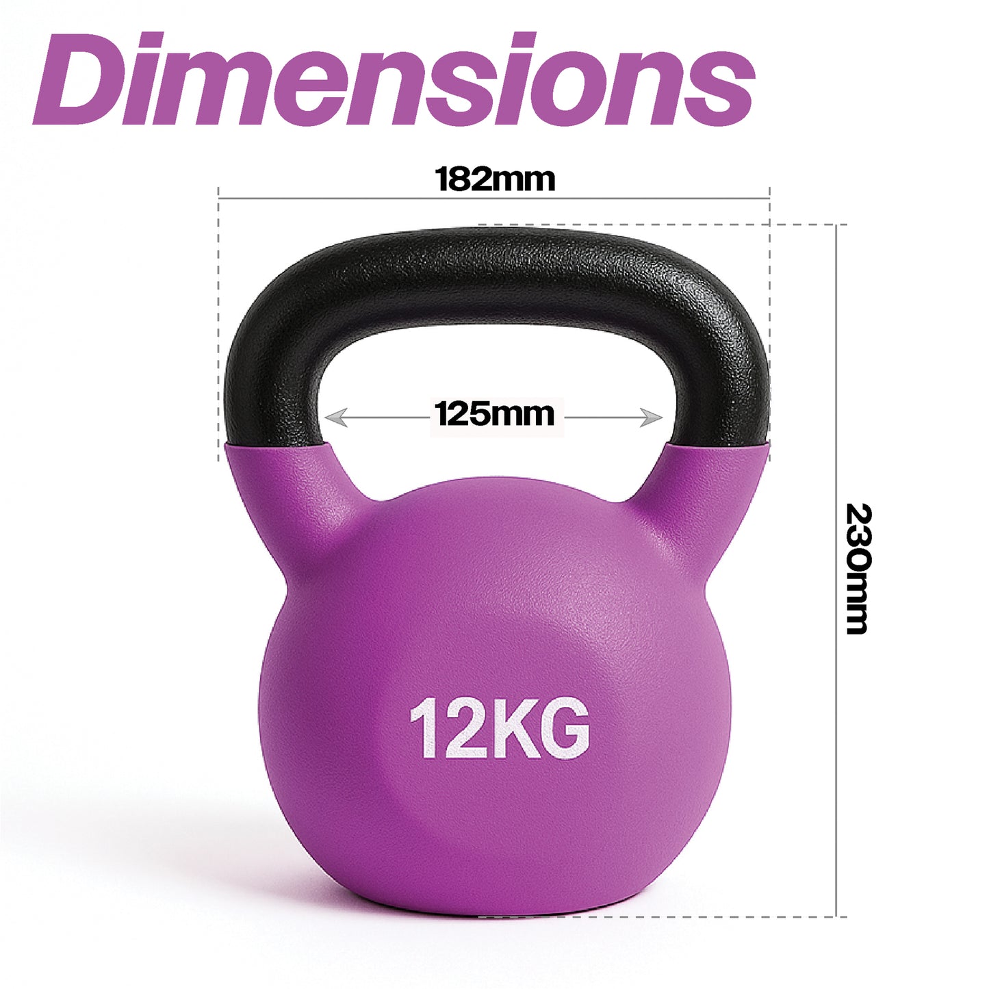 Neoprene Kettlebell 12kg – Durable Cast Iron Weight for Home Gym, Strength Training & Full Body Workouts