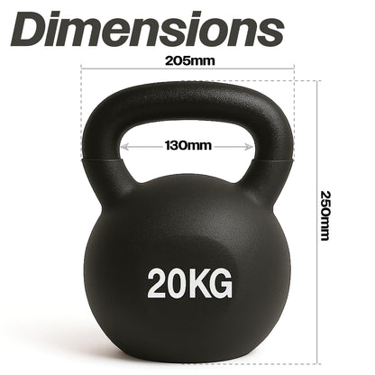 Neoprene Kettlebell 20kg – Heavy‑Duty Cast Iron Weight for Home Gym Strength & Conditioning