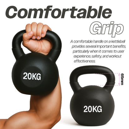 Neoprene Kettlebell 20kg – Heavy‑Duty Cast Iron Weight for Home Gym Strength & Conditioning