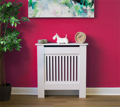 MDF Radiator Cover Vertical Vents, Small - White