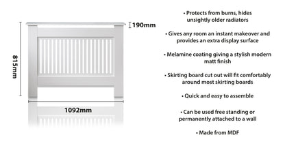 MDF Radiator Cover Vertical Vents, Medium - White