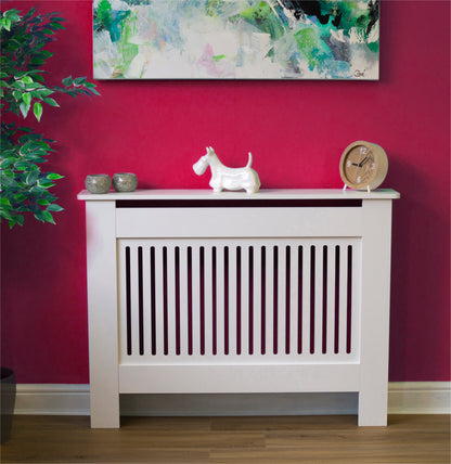 MDF Radiator Cover Vertical Vents, Medium - White