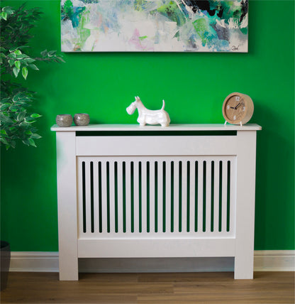 MDF Radiator Cover Vertical Vents, Medium - White