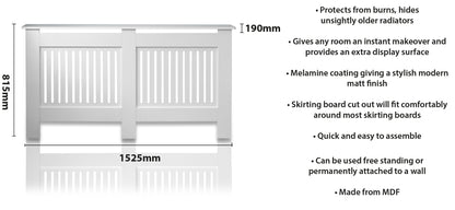 MDF Radiator Cover Vertical Vents, Large - White