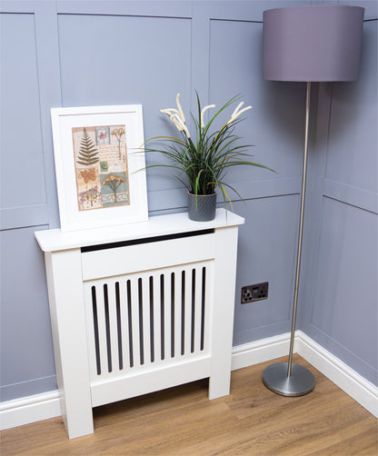 MDF Radiator Cover Vertical Vents, Large - White