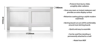 MDF Radiator Cover Vertical Vents, X.Large - White