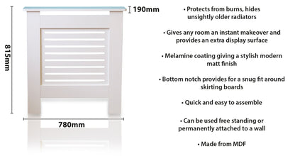 MDF Radiator Cover Horizontal Vents, Small - White