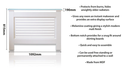 MDF Radiator Cover Horizontal Vents, Medium - White