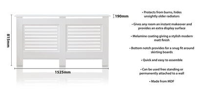 MDF Radiator Cover Horizontal Vents, Large - White