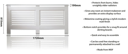 MDF Radiator Cover Horizontal Vents, X.Large - White