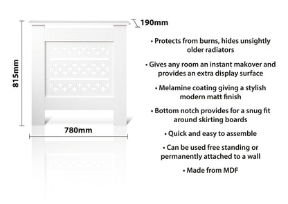 MDF Radiator Cover Cross Vents, Small - White