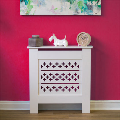MDF Radiator Cover Cross Vents, Small - White