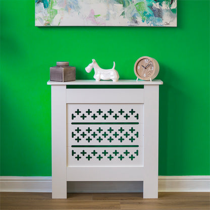 MDF Radiator Cover Cross Vents, Small - White