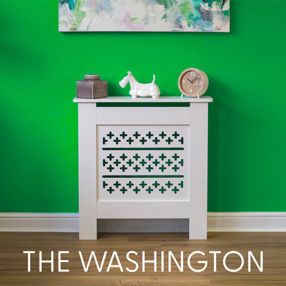 MDF Radiator Cover Cross Vents, Small - White
