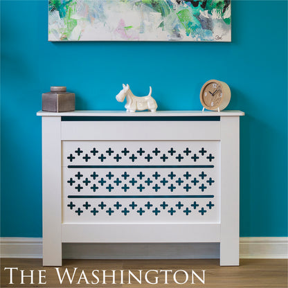 MDF Radiator Cover Cross Vents, Medium - White