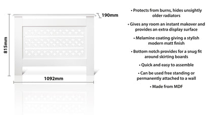 MDF Radiator Cover Cross Vents, Medium - White