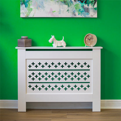 MDF Radiator Cover Cross Vents, Medium - White