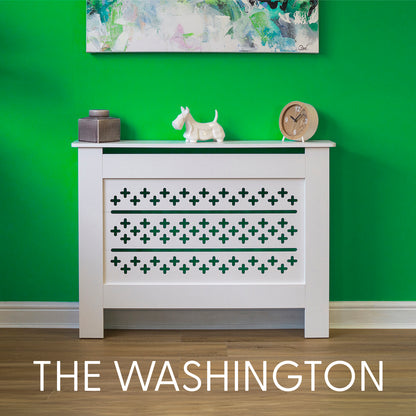 MDF Radiator Cover Cross Vents, Medium - White
