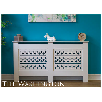 MDF Radiator Cover Cross Vents, Large - White