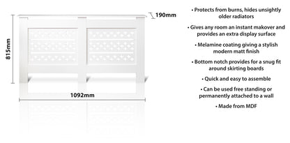 MDF Radiator Cover Cross Vents, Large - White