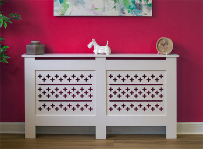 MDF Radiator Cover Cross Vents, Large - White