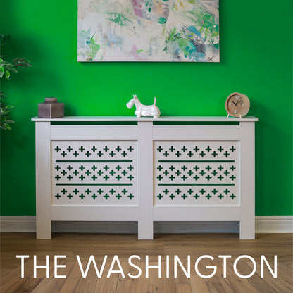 MDF Radiator Cover Cross Vents, Large - White