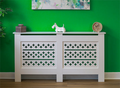MDF Radiator Cover Cross Vents, Large - White
