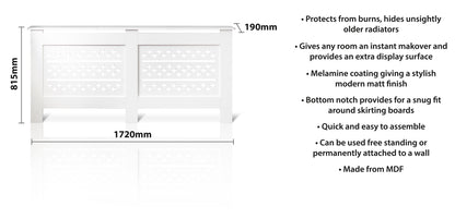 MDF Radiator Cover Cross Vents, X.Large - White