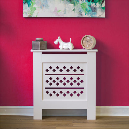 MDF Radiator Cover Rhombic Vents, Small - White