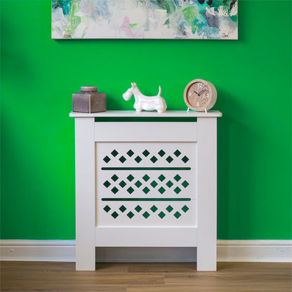 MDF Radiator Cover Rhombic Vents, Small - White