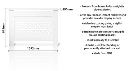 MDF Radiator Cover Rhombic Vents, Medium - White