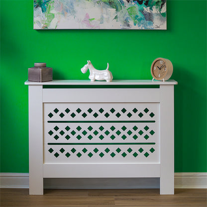 MDF Radiator Cover Rhombic Vents, Medium - White
