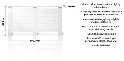 MDF Radiator Cover Rhombic Vents, Large - White