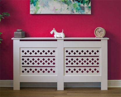 MDF Radiator Cover Rhombic Vents, Large - White