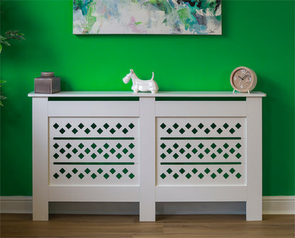 MDF Radiator Cover Rhombic Vents, Large - White
