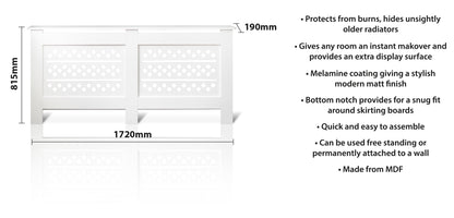 MDF Radiator Cover Rhombic Vents, X.Large - White
