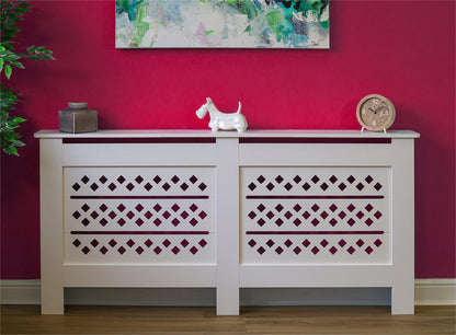 MDF Radiator Cover Rhombic Vents, X.Large - White