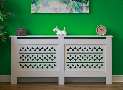 MDF Radiator Cover Rhombic Vents, X.Large - White
