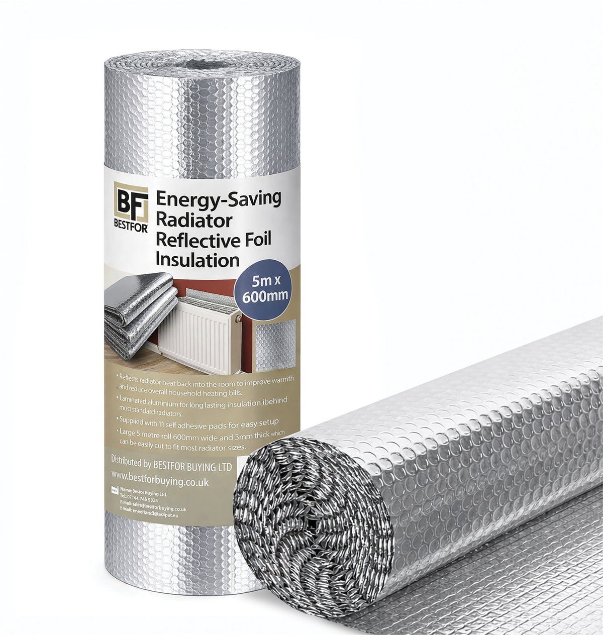 Radiator Reflector Foil 5m x 60cm – Heat Reflective Insulation Roll for Radiators